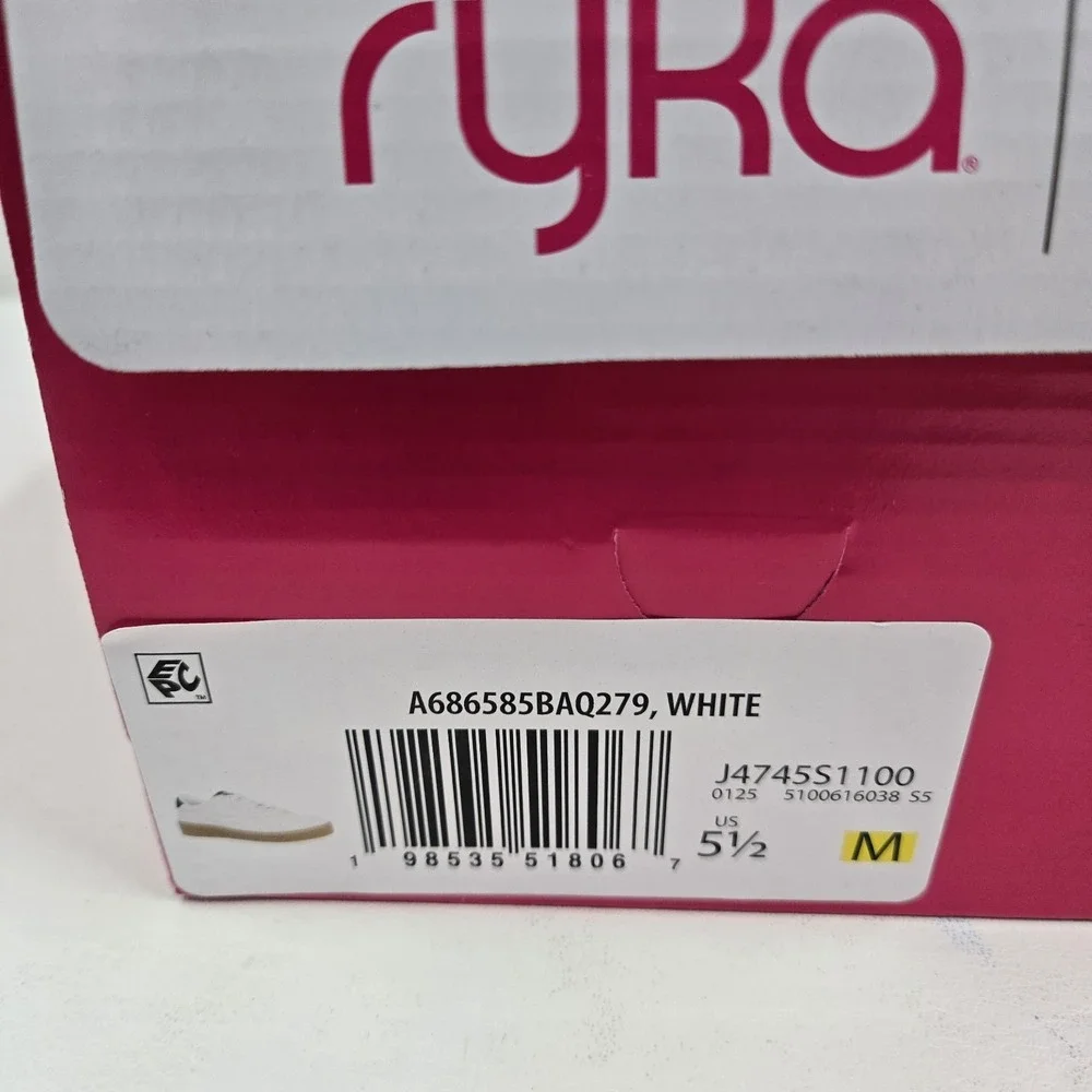 Ryka Viv Next Court Lace Up Inspired Women's‎ Sneakers White Faux Leather 5.5M